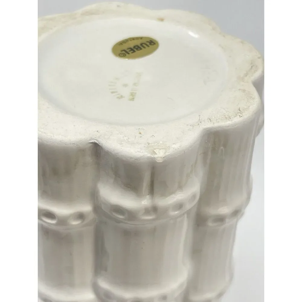 Vintage Rubel Midamerica White Blanc Ceramic Bamboo Vase 7” Made In Portugal
